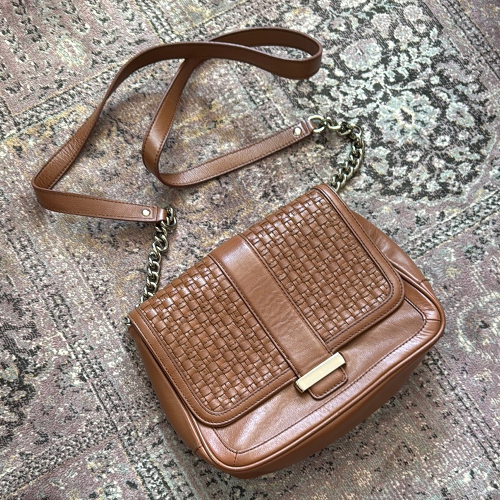 Banana Republic Brown Crossbody Bag with Quilted Leather